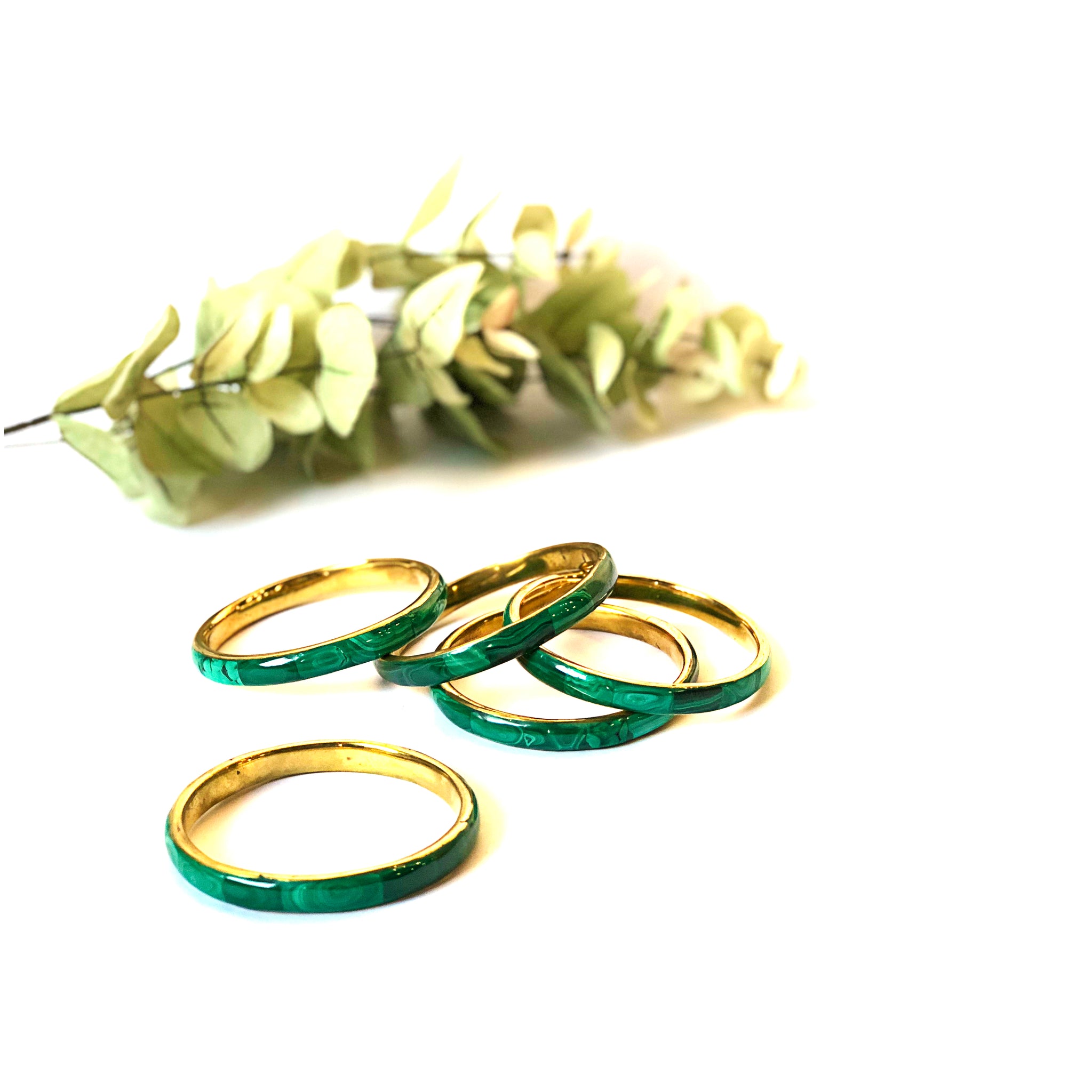 Malachite and Recycled Brass Bangle
