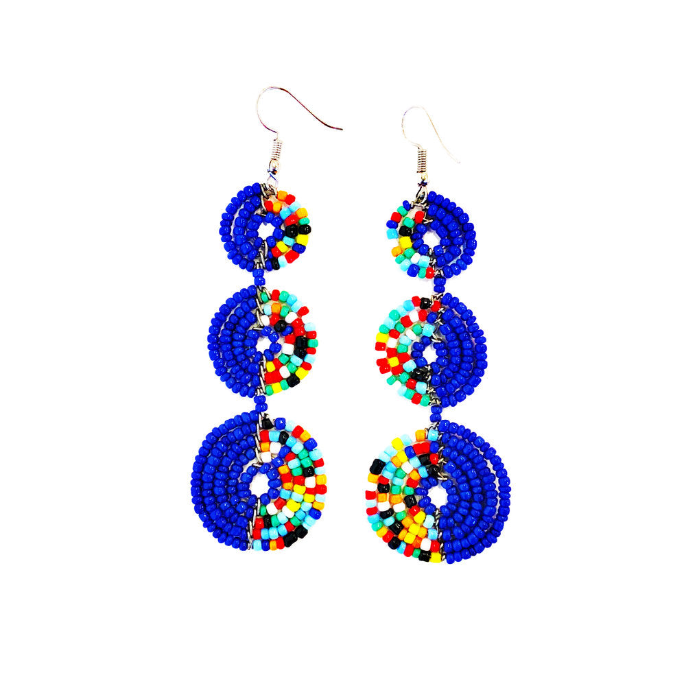 Maasai Tier Earrings - Blue Multi