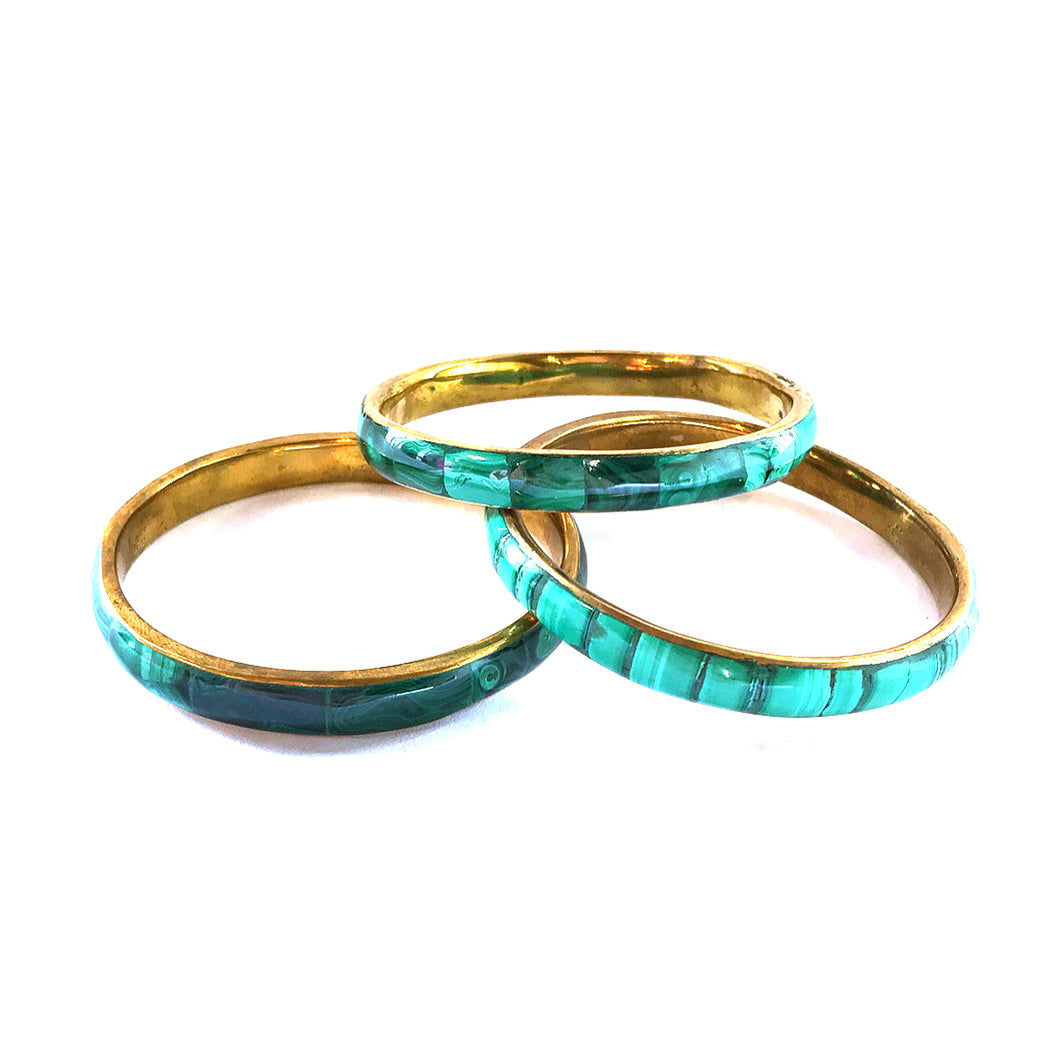Malachite and Recycled Brass Bangle