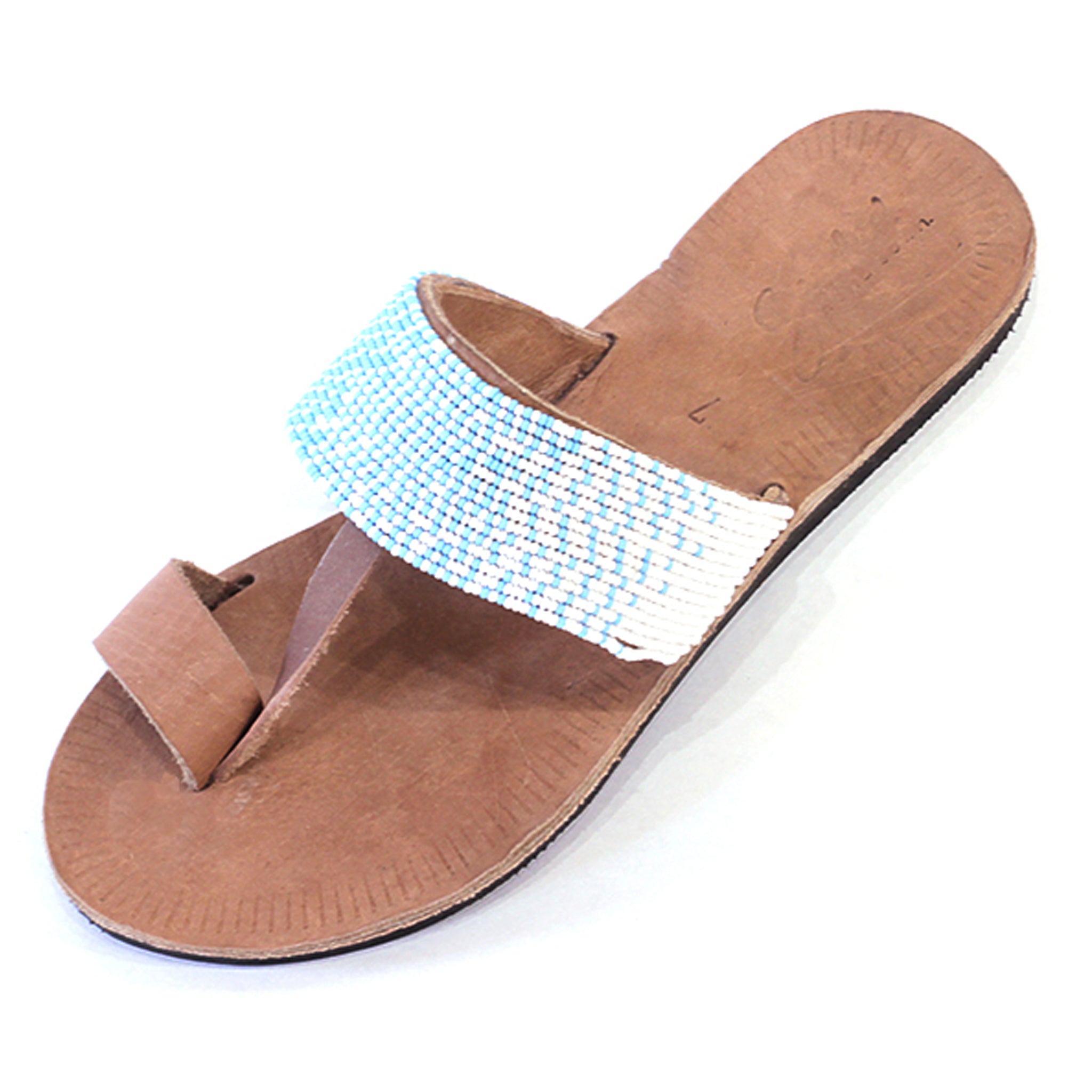 Light Leather Hibiscus Ombre - White/Light Blue