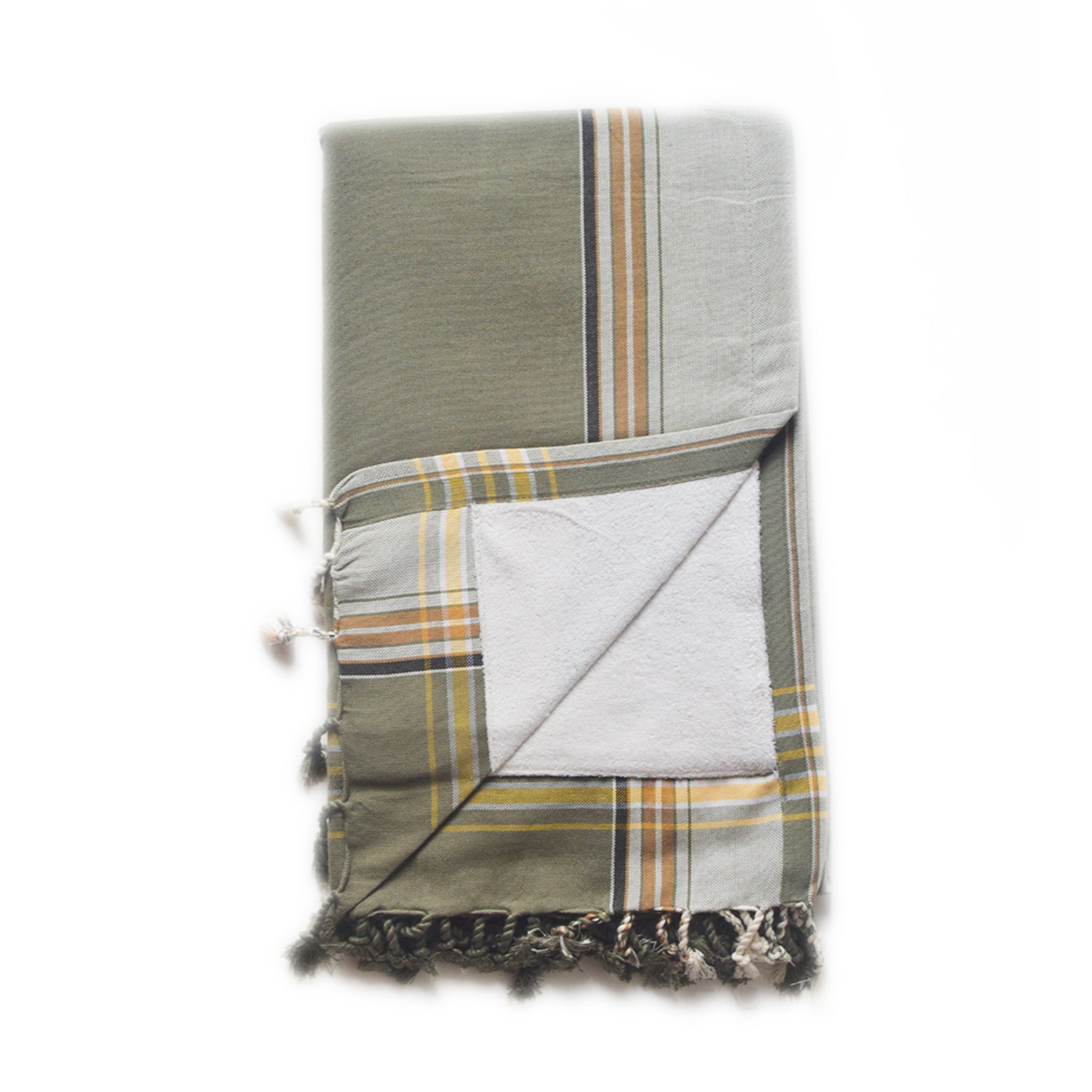 Olive, Grey & Cream Kenyan Towel