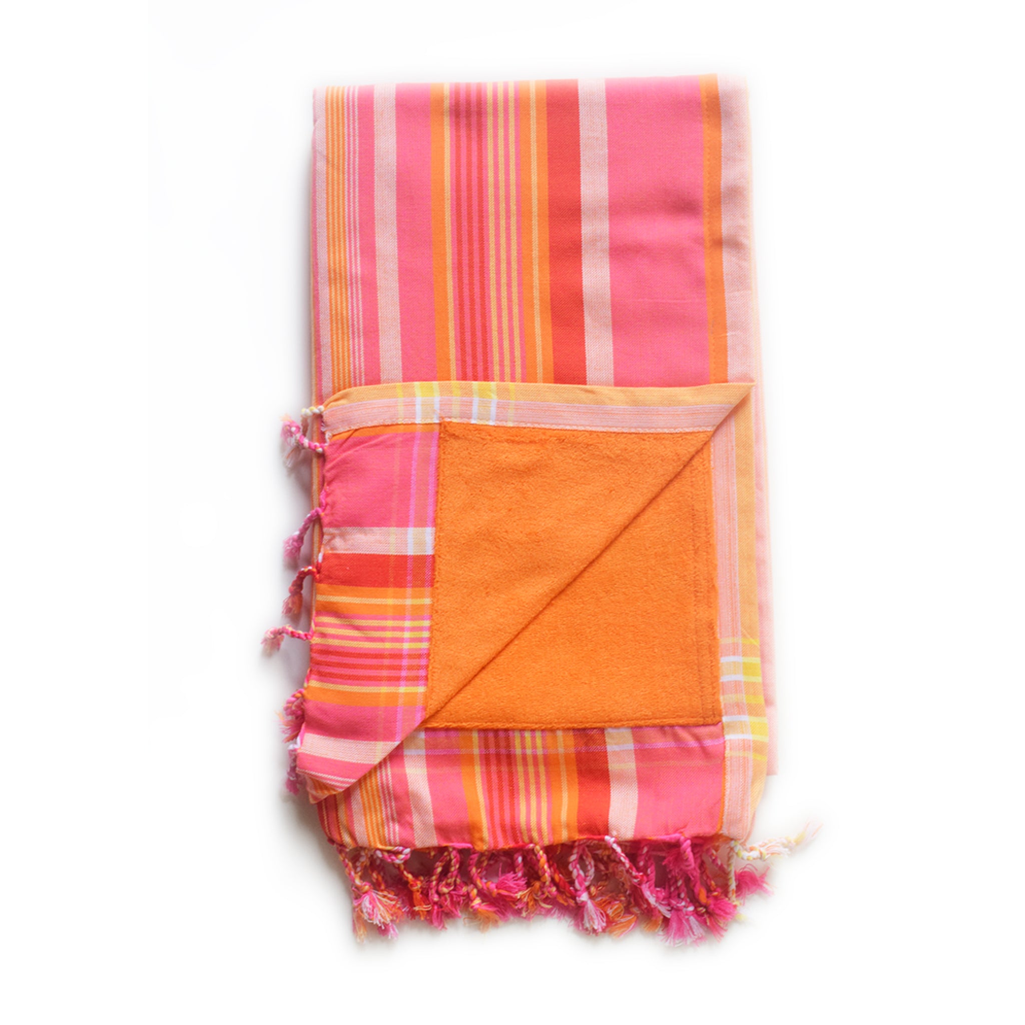 Orange & Pink Retro Stripe Kenyan Towel