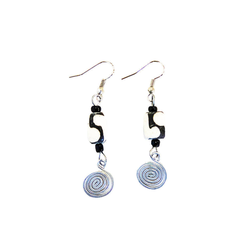 Silver Spiral Bone Earrings