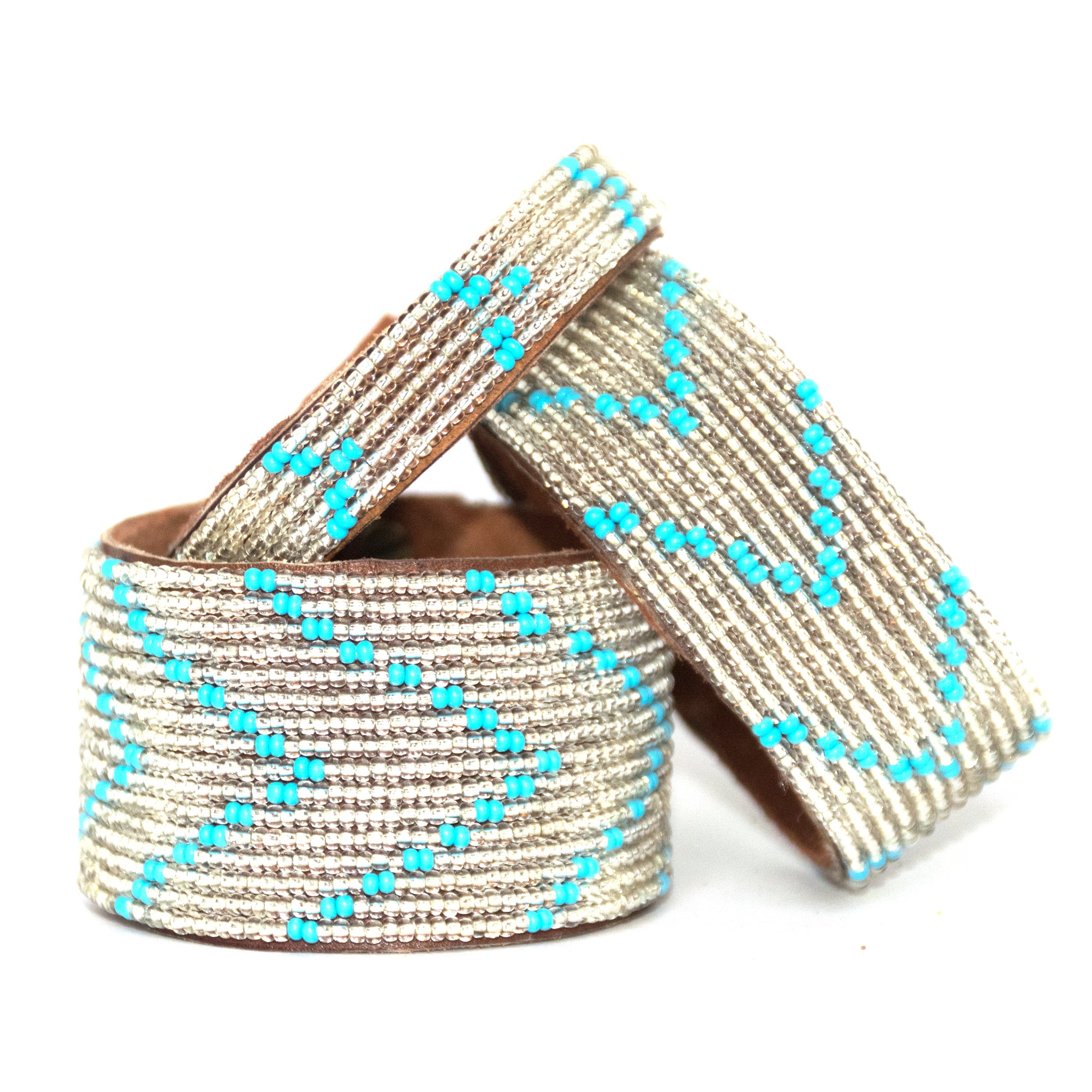Chevron Summer Beaded Leather Cuff
