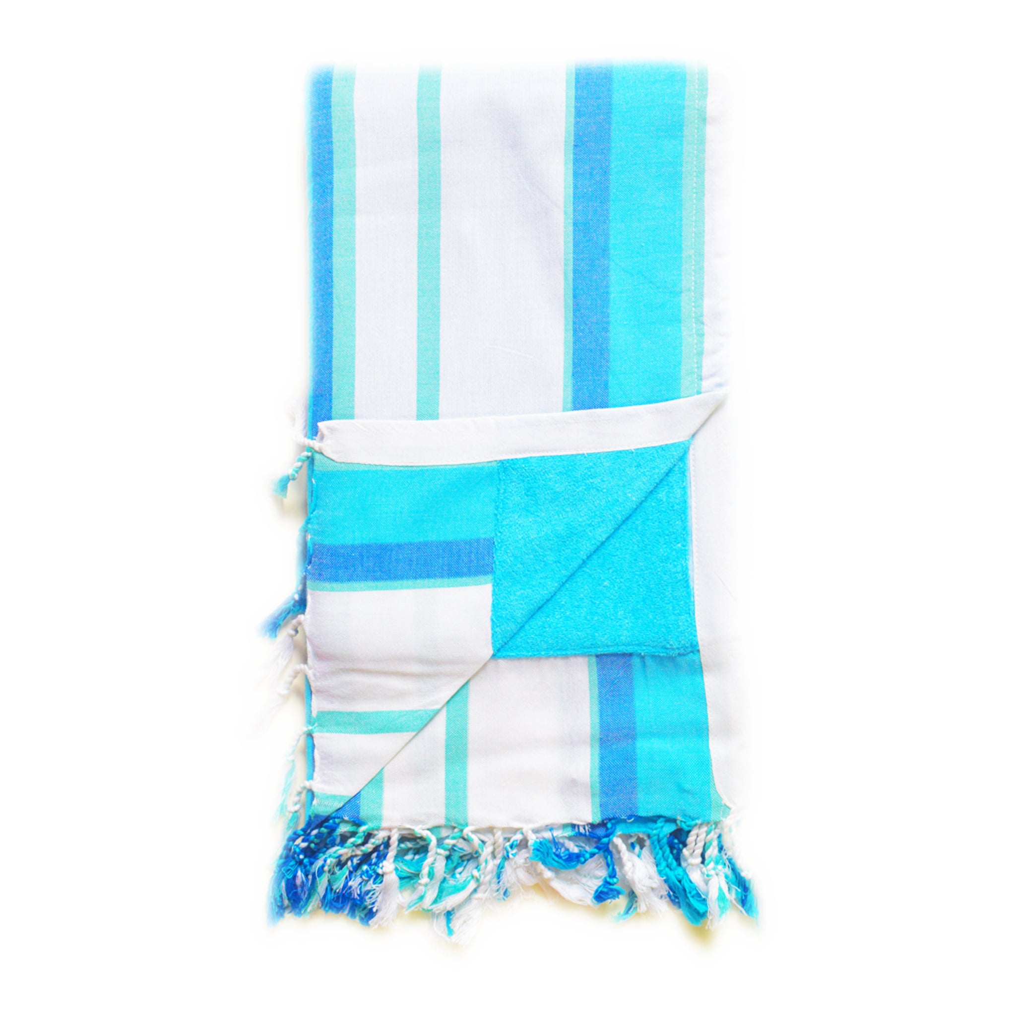 White & Blue Wide Stripe Kenyan Towel