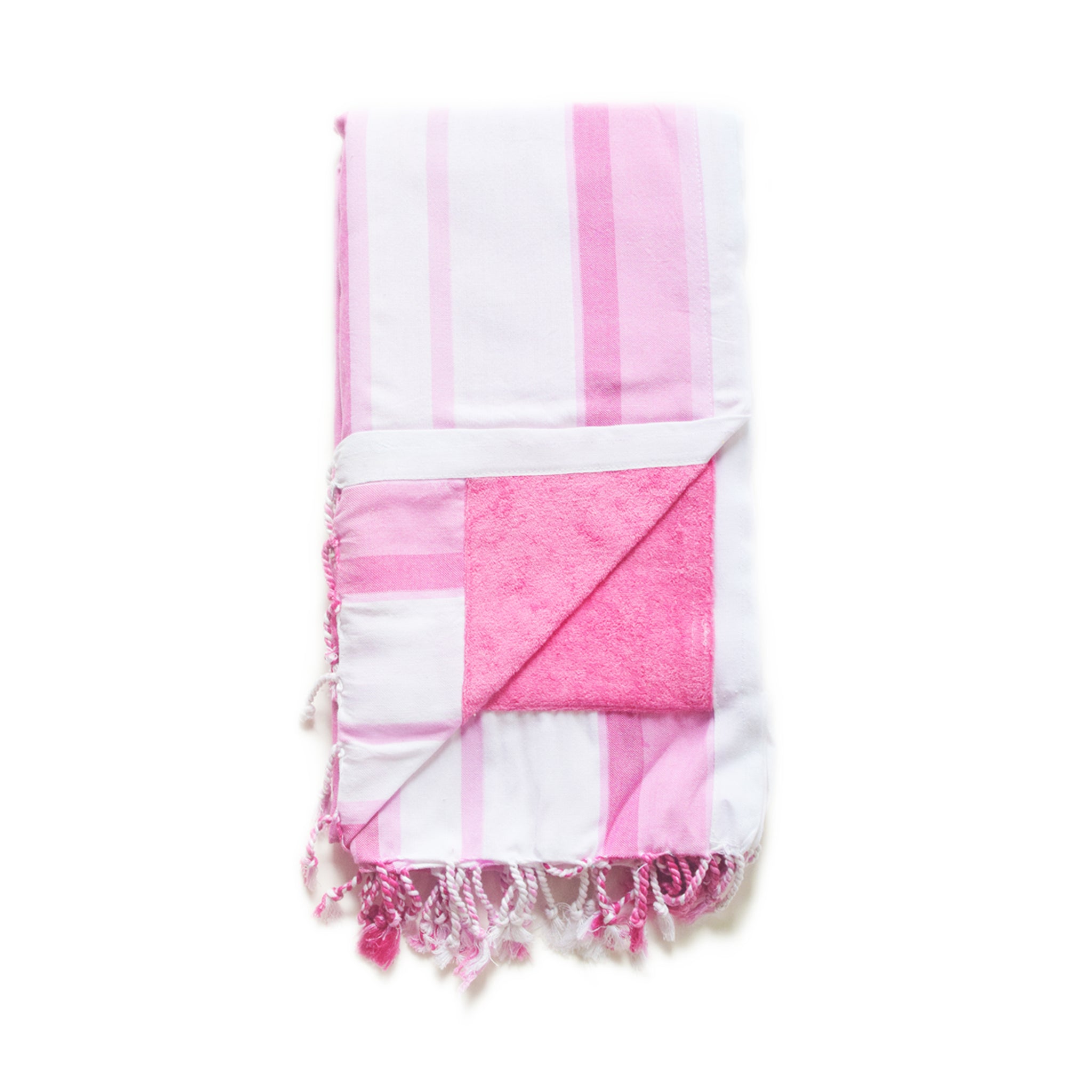 White & Pink Stripe Kenyan Towel